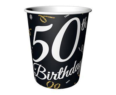 B&amp;C 50 Geburtstag Pappbecher, 50. Geburtstag, 6 Stück.