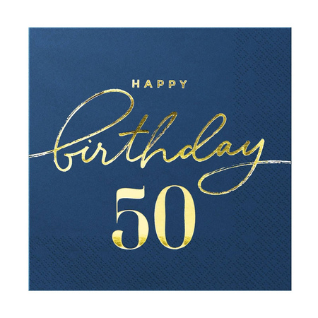 Happy Birthday napkins 50 navy blue 10 pcs.
